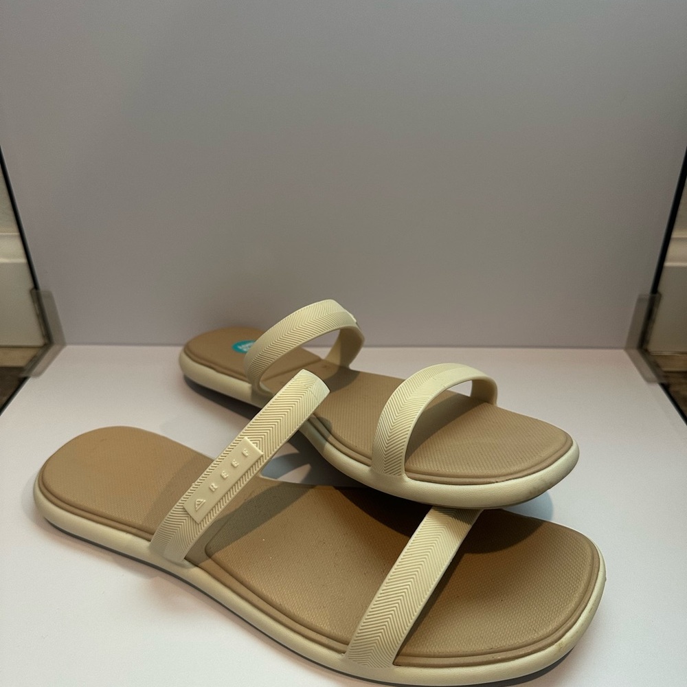 REEF- Women’s Beige Double-Strap Slide Sandals